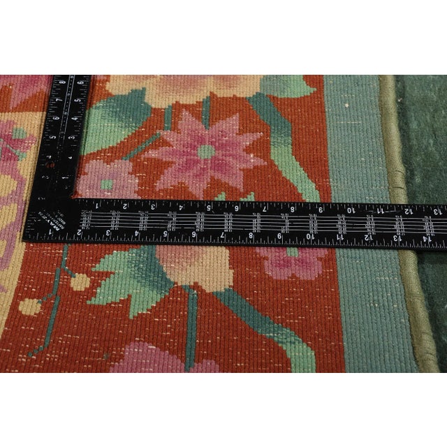 Textile Antique Green Chinese Art Deco Rug, 08'06 X 11'04 For Sale - Image 7 of 10