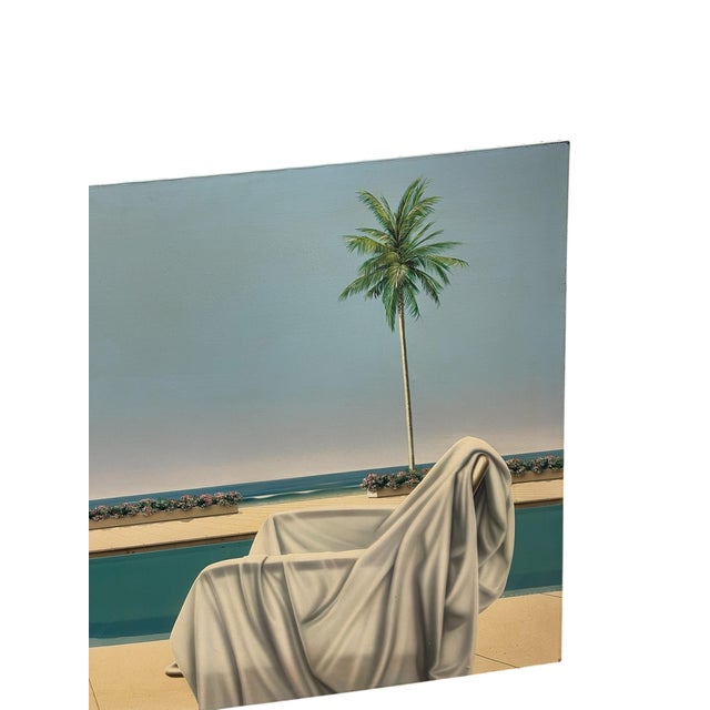 Blue Pierre Coulon, Poolside Composition, 1982, Oil on Canvas For Sale - Image 8 of 12