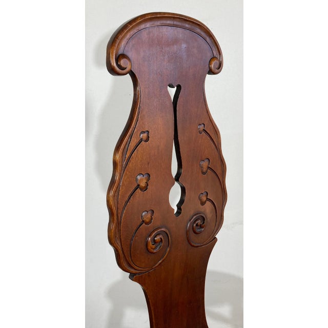 Brown Antique Carved Wood Sewing Chair For Sale - Image 8 of 10