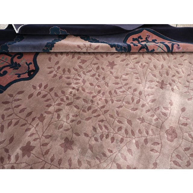 Navy Blue Galerie Shabab Collection Mid-20th Century Chinese Art Deco Room Size Carpet For Sale - Image 8 of 8