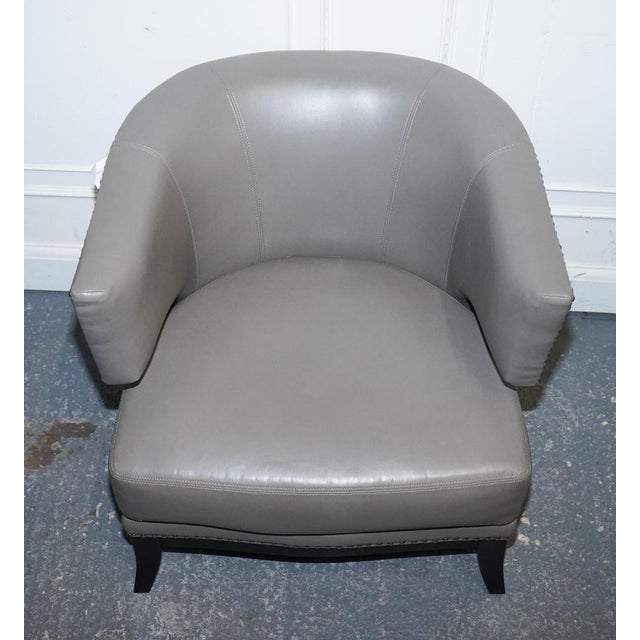 Animal Skin Round Back Armchairs in Grey Leather with Studs from Coach House, Set of 2 For Sale - Image 7 of 13