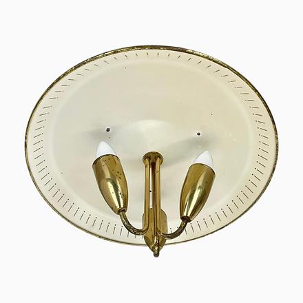 Round Brass Ceiling Light in the style of Gino Sarfatti, Italy, 1950s For Sale - Image 18 of 18