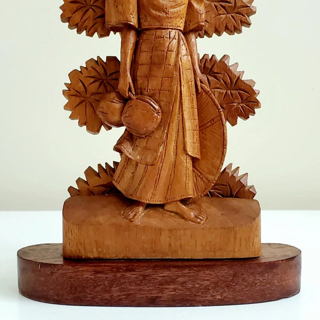 Late 1800's French Handcarved Wood Figure of Maiden With Espalier Tree For Sale In Greensboro - Image 6 of 13