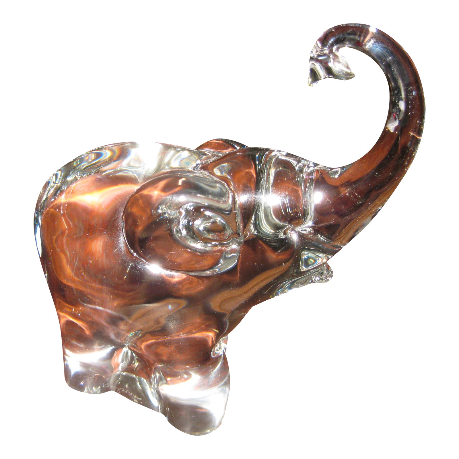 Murano Barbini Clear Elephant Paperweight Chairish