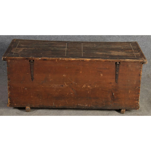 Antique Bevelled Softwood Chest, 1900 For Sale - Image 6 of 16