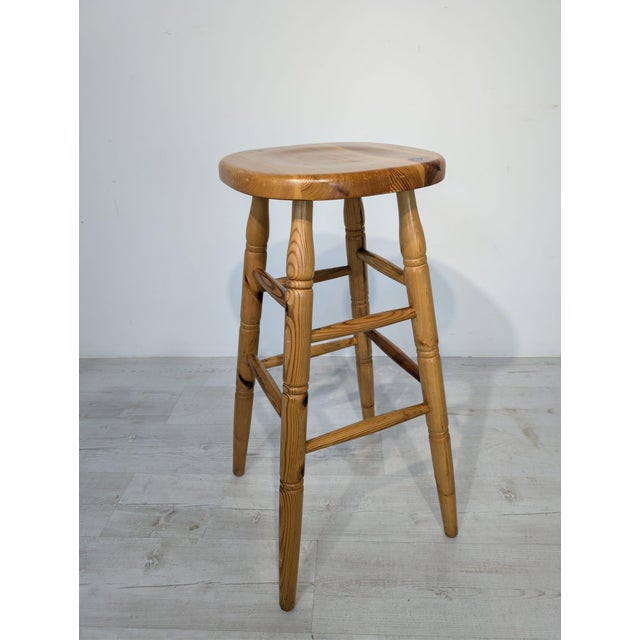 Vintage Bar Stool in Pine, 1960s For Sale - Image 4 of 14
