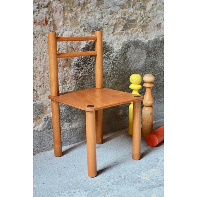 Wood Minimalist Children's Chair, 1950s For Sale - Image 7 of 9