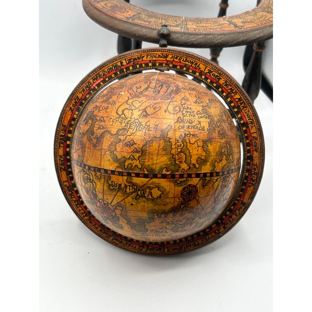 Vintage Italian Zodiac Desk Globe on Dark Wood Stand For Sale - Image 10 of 15