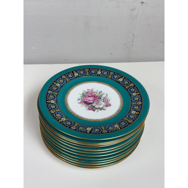 Hollywood Regency Circa 1980's Bavarian Porcelain Dinner Plates, Set of Twelve For Sale - Image 3 of 13