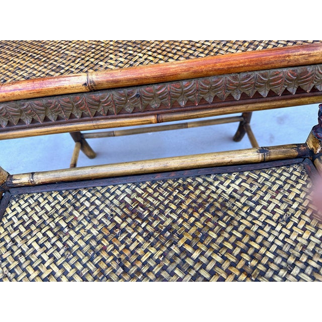 Brown Vintage Bamboo & Woven Rattan Nesting Tables For Sale - Image 8 of 9