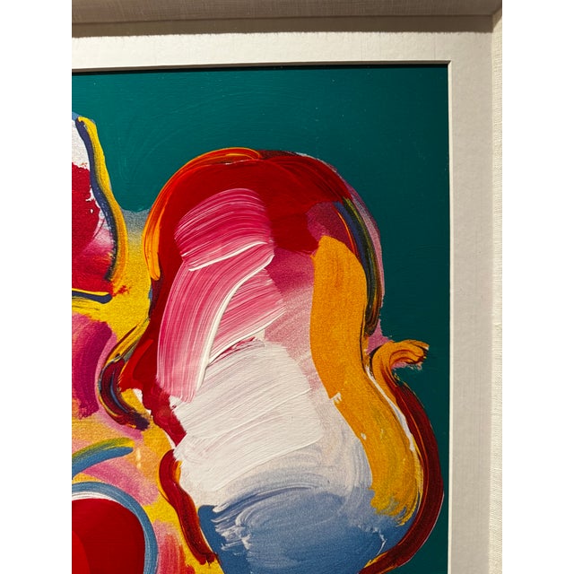 Light Yellow Peter Max "Profile Series 7" (2001) Unique Mixed Media Acrylic Painting, Hand Signed - Framed With Coa For Sale - Image 8 of 9