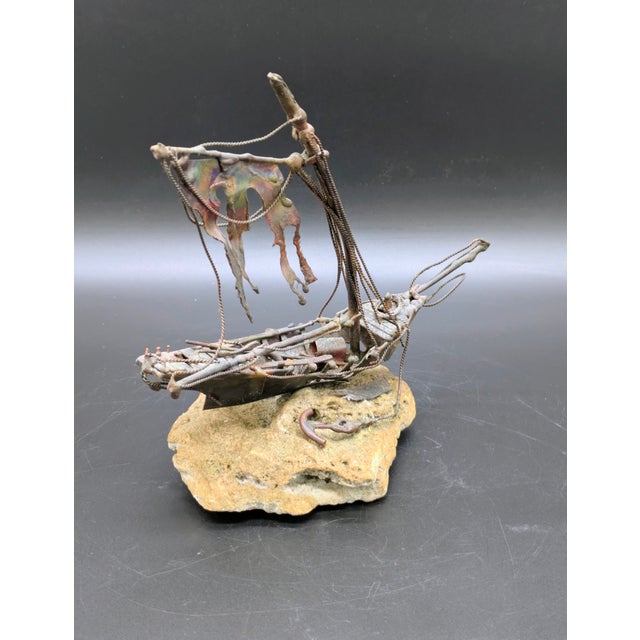 Vintage Brutalist-Styled Copper Shipwrecked Sailboat: After Jim Lewk For Sale In Portland, OR - Image 6 of 10