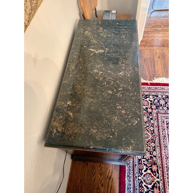 French Provincial Vintage French Provincial / Louis XV-Style Oak Sideboard With Green Marble Top For Sale - Image 3 of 4