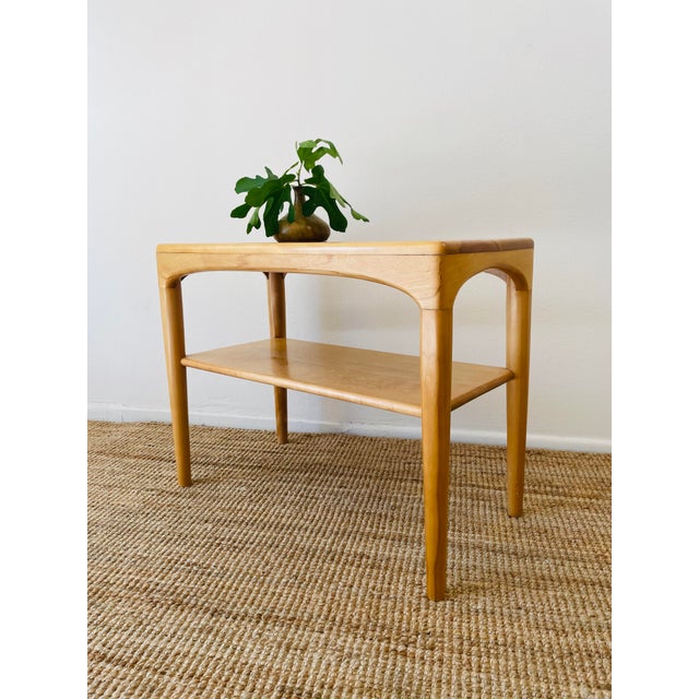 Wood Vintage 1950s Heywood Wakefield Tiered Open Shelf Side Table For Sale - Image 7 of 9