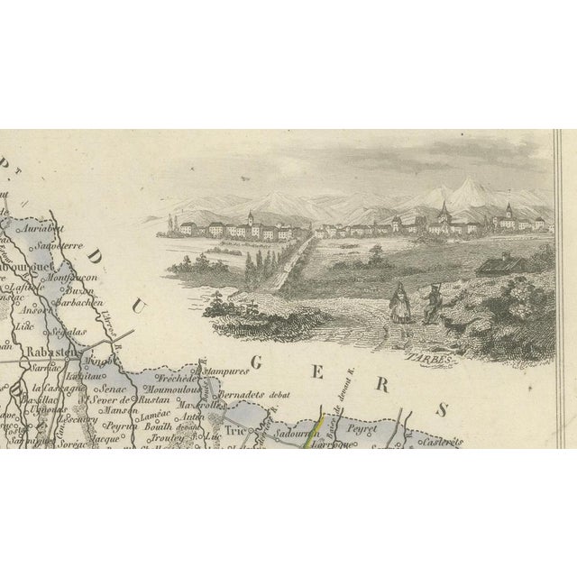 Antique Map of Hautes-Pyrénées by Vuillemin, France, 1850 For Sale - Image 6 of 13