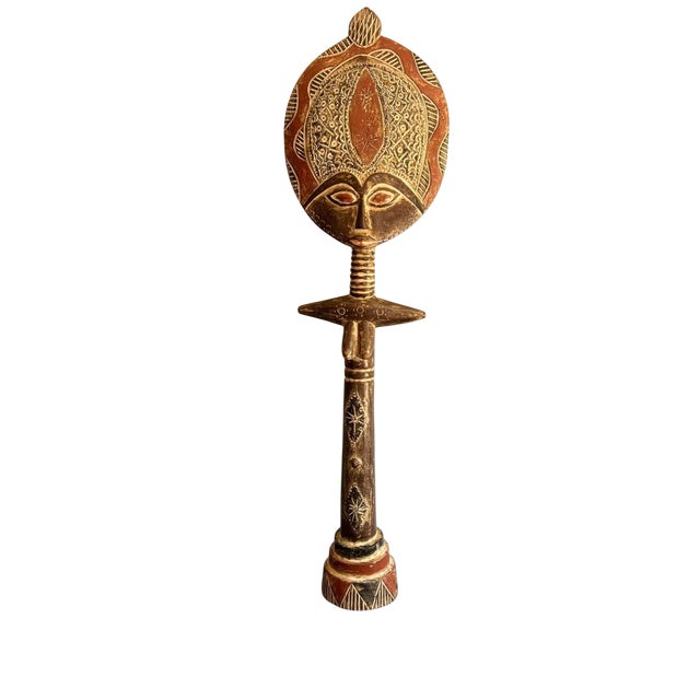 Large Ashanti Akuaba Fertility Doll Traditional Ghanaian Sculpture in Wood, 1920s For Sale - Image 6 of 6