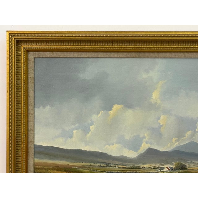 Realism Painting of Mountain Cottages by River in Ireland by 20th Century Irish Artist 1990 Circa For Sale - Image 3 of 18