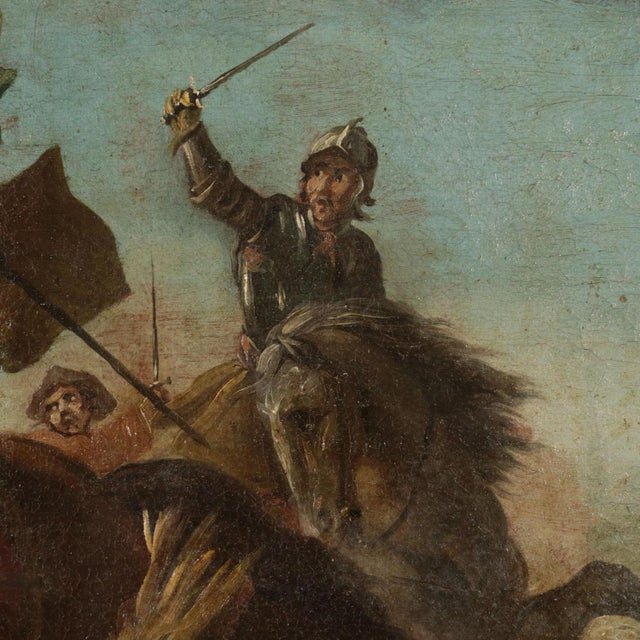 Battle Scene, Oil on Canvas, 17th-Century For Sale - Image 5 of 16