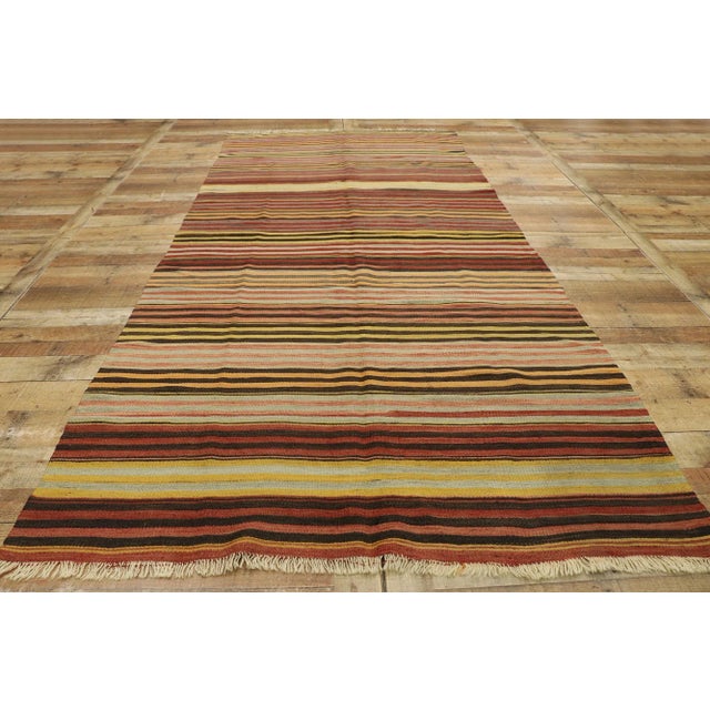 Brick Red Vintage Turkish Striped Kilim Rug - 04'11 X 10'08 For Sale - Image 8 of 10