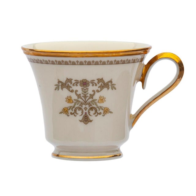 1900s Lenox "Castle Garden" Footed Cups & Saucers; Set/12 For Sale - Image 9 of 10