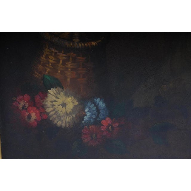 Still Life with Bouquet of Flowers, 20th Century, Oil on Panel For Sale - Image 9 of 18