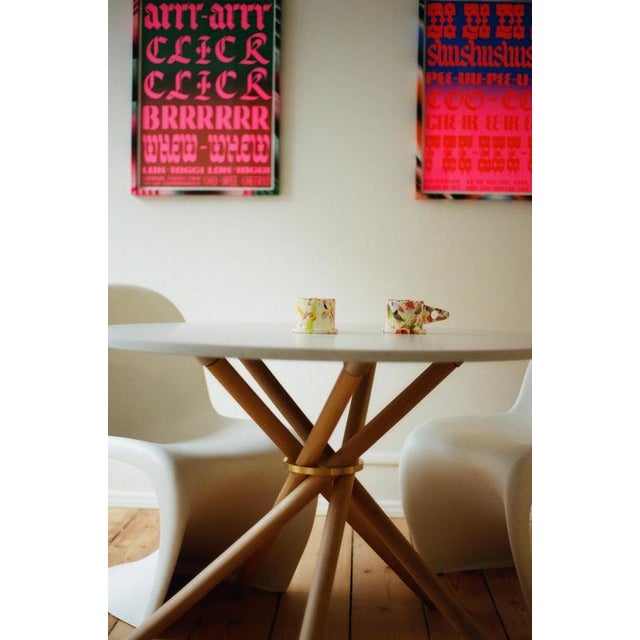 Metal Hector Dining Table 105 with Concrete Top and Light Oak Legs by Eberhart Furniture For Sale - Image 7 of 16