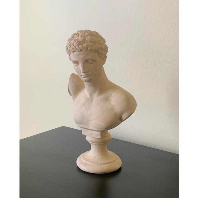 A gorgeous cast plaster Neoclassical Grand Tour style male head bust of Hermes sculpture USA, Late 20th Century Measures:...