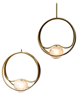 Brass Pulsar Singolo Chandeliers, Set of 2