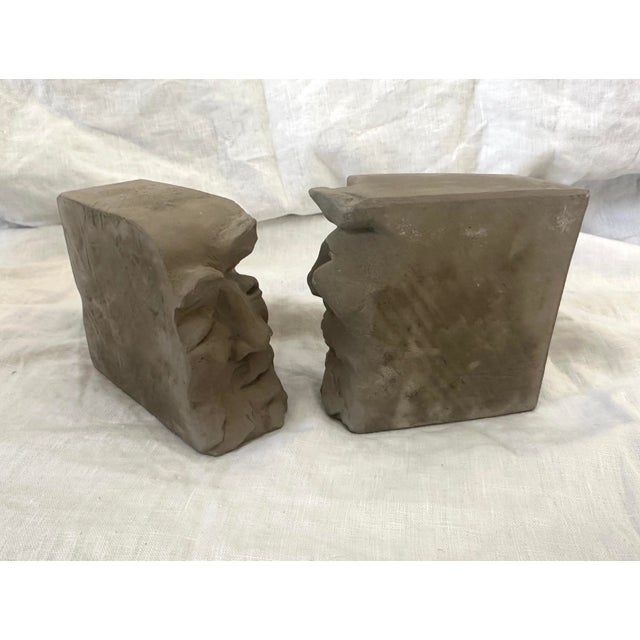 Vintage Pair of Eduardo Strauch Face Bookends For Sale - Image 4 of 6