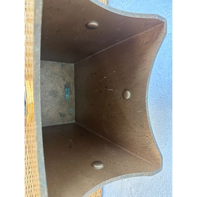 Wood Vintage Gold Trash Can For Sale - Image 7 of 9