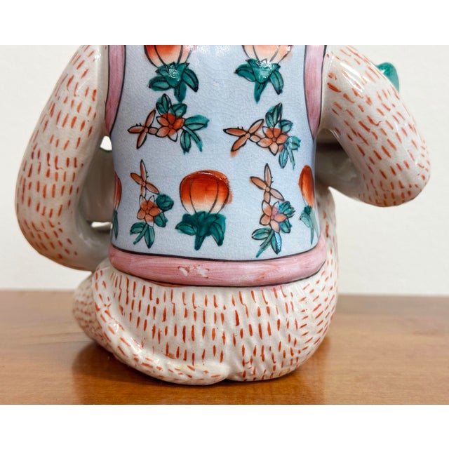 Vintage Seated Chinoiserie Monkey Candleholder For Sale - Image 9 of 9