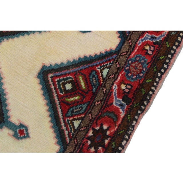1980s Geometric Persian Tribal Ivory/Red Wool Runner Rug- 2'6'' X 9'9'' For Sale - Image 5 of 10