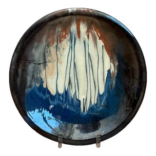 Vintage Drip Glazed Ceramic Plate For Sale