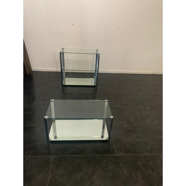 Coffee Table in Steel, Crystal & Mirror from Cidue, 1970s For Sale - Image 11 of 14