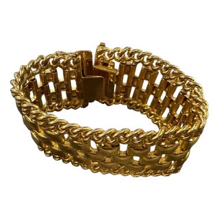 A 1990s High Quality Costume Jewelry Gilt Metal Italian Bracelet For Sale
