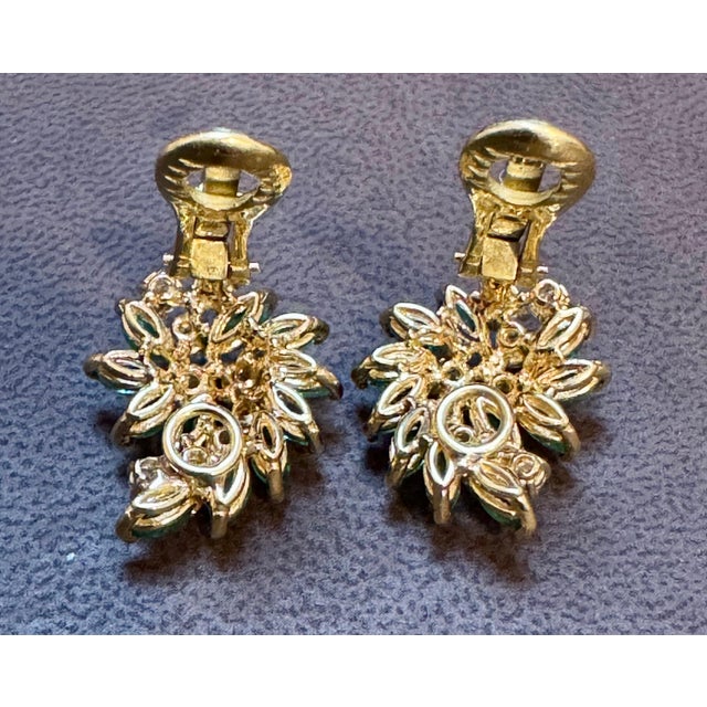 Early 21st Century 2 Ct Natural Brazilin Marquise Emerald & 1.8 Ct Diamond Clip on Earring 18 KYG For Sale - Image 5 of 18