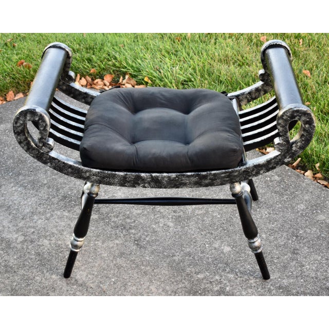 Curule Vanity Stool Bench Roman Slatted Saddle Seat Chair Hollywood Regency For Sale In Philadelphia - Image 6 of 14