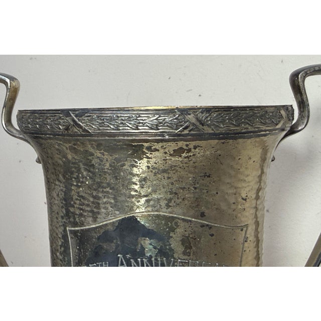 Large Antique 1927 Silver Plate 25th Anniversary Presentation Trophy Award For Sale In New York - Image 6 of 14