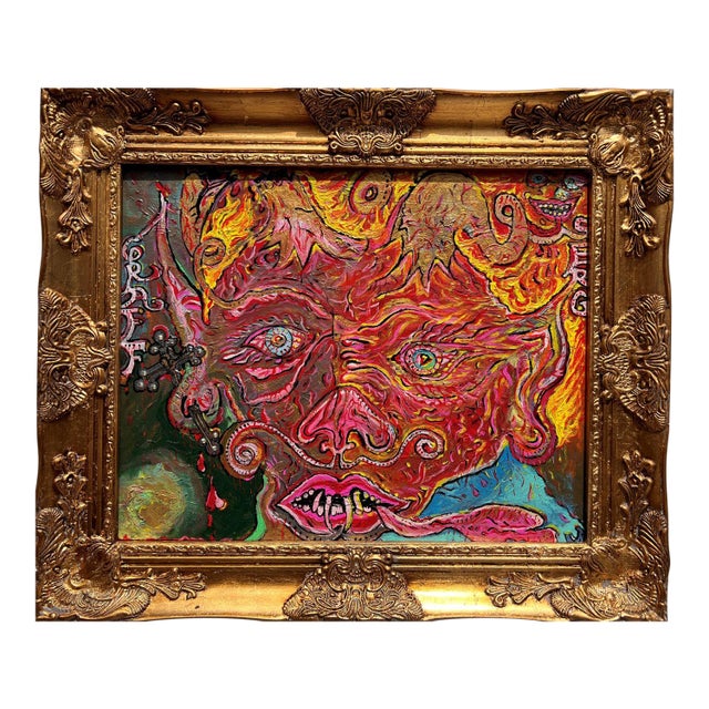 Original Abstract Painting on Canvas by Serg Graff, "Apocalypse" Coa, Framed For Sale