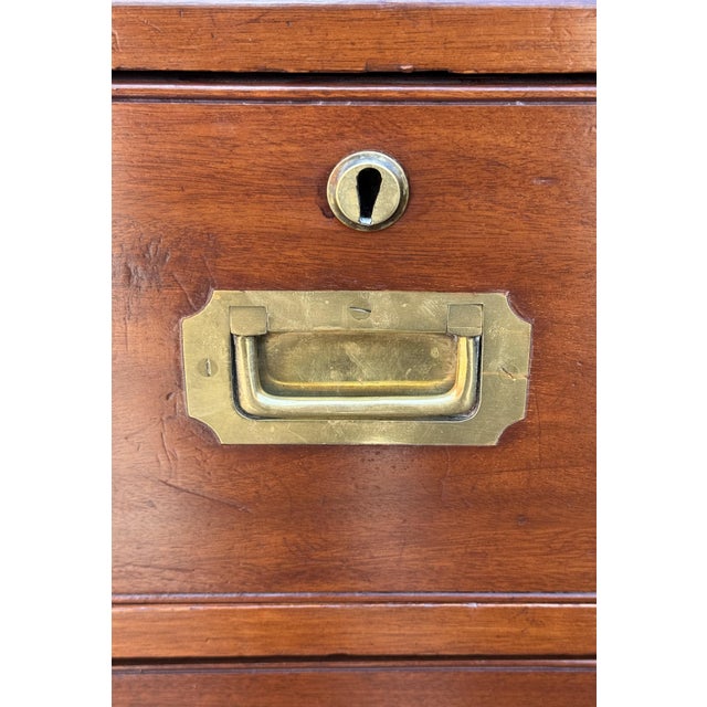 Wood British Military Officer's Campaign Chest Dresser of Brass-Bound Mahogany For Sale - Image 7 of 11