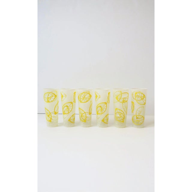 Vintage Lemon Yellow Lemons Highball Cocktail Glasses, Set of 6 For Sale - Image 11 of 12