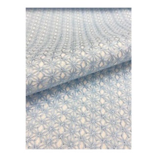 1.8 Yards of Kravet 35798-15 Reversible Embroidered Sky Blue White Geometric Drapery Fabric For Sale