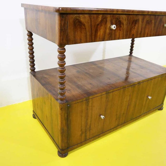 Brown Wooden Cabinet with Turned Columns and Ceramic Knobs For Sale - Image 8 of 14