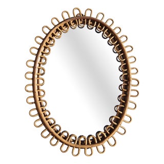 Italian Rattan Mirror from Franco Albini, 1960s For Sale