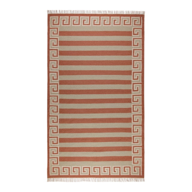 Part & Parcel Goods Wool Stripe Rug, 2’6” x 8', Celadon, Topaz and Eggshell For Sale