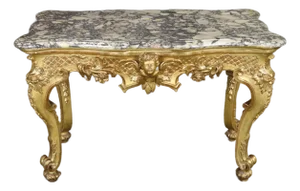 French Louis XV Giltwood Marble Top Center Table C.1880s Era