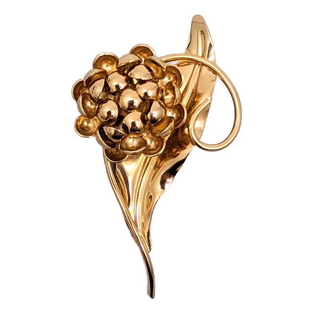 Vintage 1968 Signed Napier Goldtone 3d Thistle Brooch For Sale