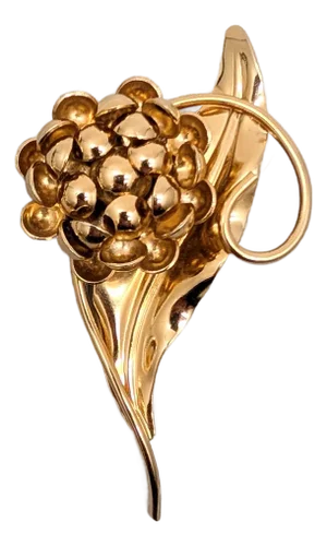 Vintage 1968 Signed Napier Goldtone 3d Thistle Brooch
