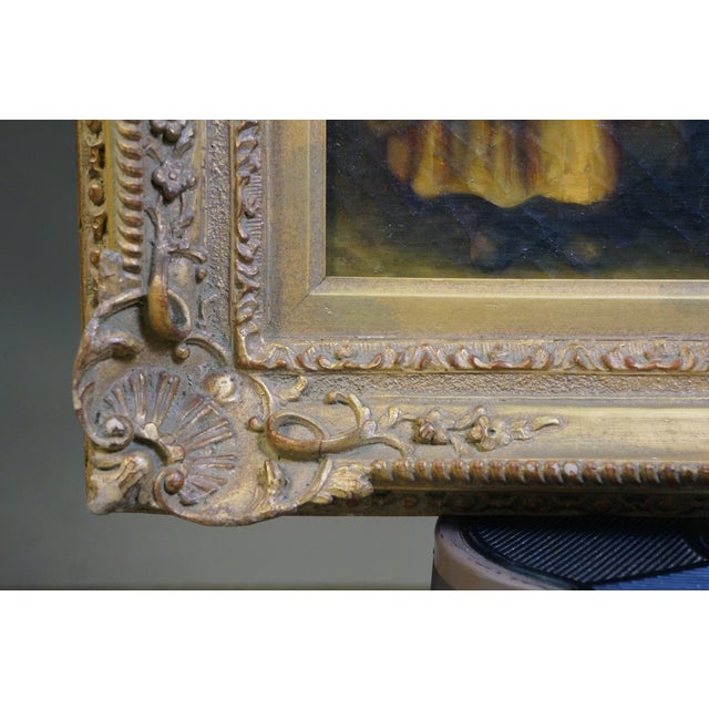 Textile Late 20th Century Helena Fourment and Son Frans Portrait Oil Painting After Peter Paul Rubens 27" For Sale - Image 7 of 10