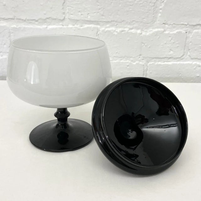 1960s 1960s Vintage Mid Century Black and White Cased Glass Apothecary Jar For Sale - Image 5 of 8